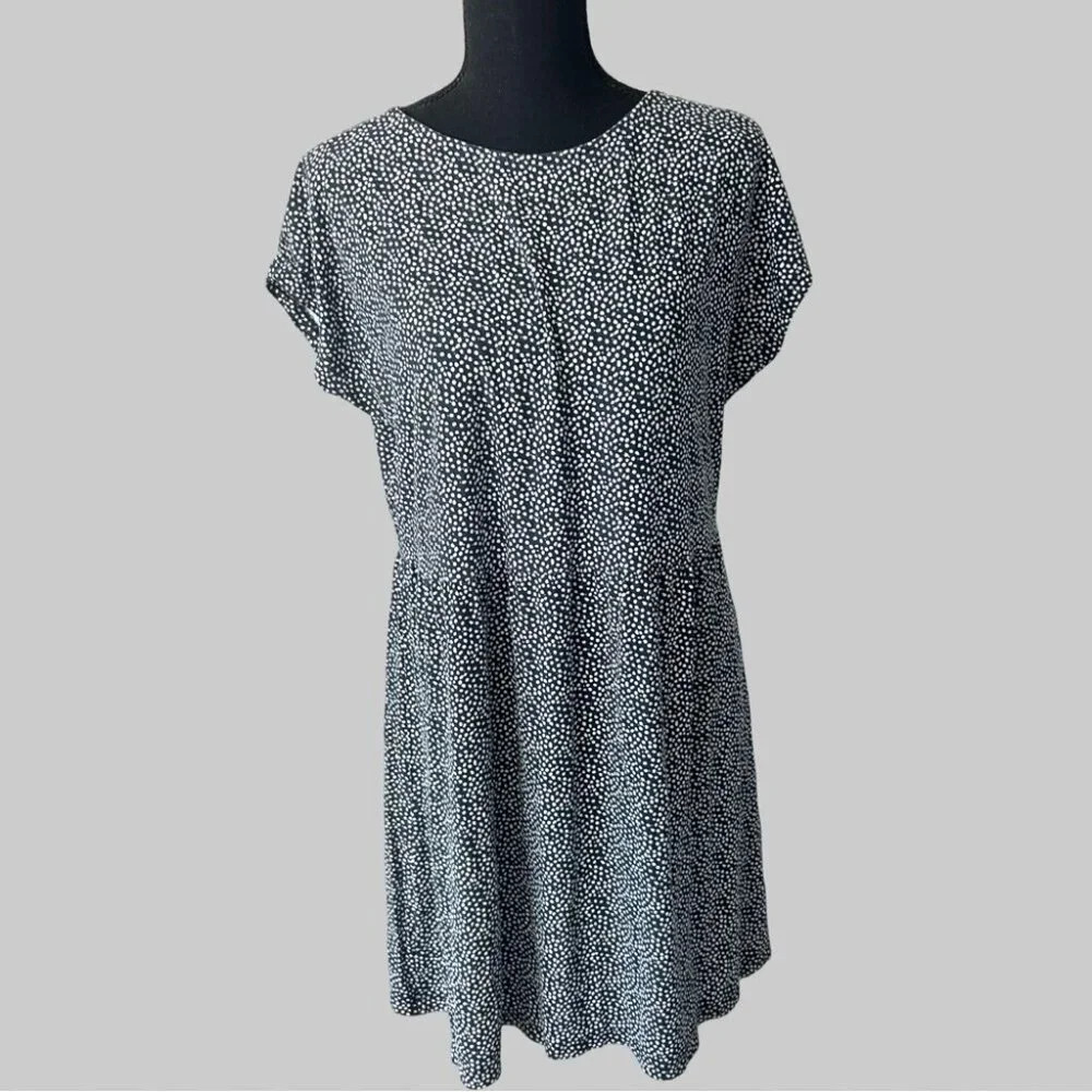 Ichi Draped Polka Dots Relaxed Dolman Sleeve Pleated Dress